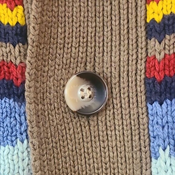 OrderPlus Men’s Striped Multicolor Retro Style Hipster Cardigan Sweater Size L - Picture 3 of 10